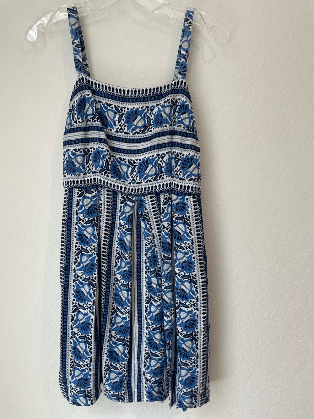 LOFT Blue and White Floral-Striped Mini Dress